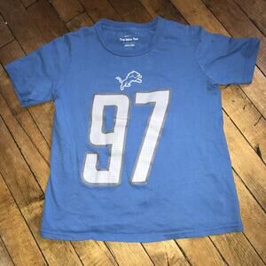 Detroit Lions YOUTH #97 Aidan Hutchinson T-Shirt Blue Small Nike